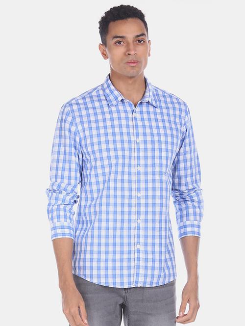 blue checkered casual shirt - 17576334 - Standard Image - 1