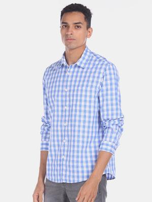 blue checkered casual shirt - 17576334 - Standard Image - 3