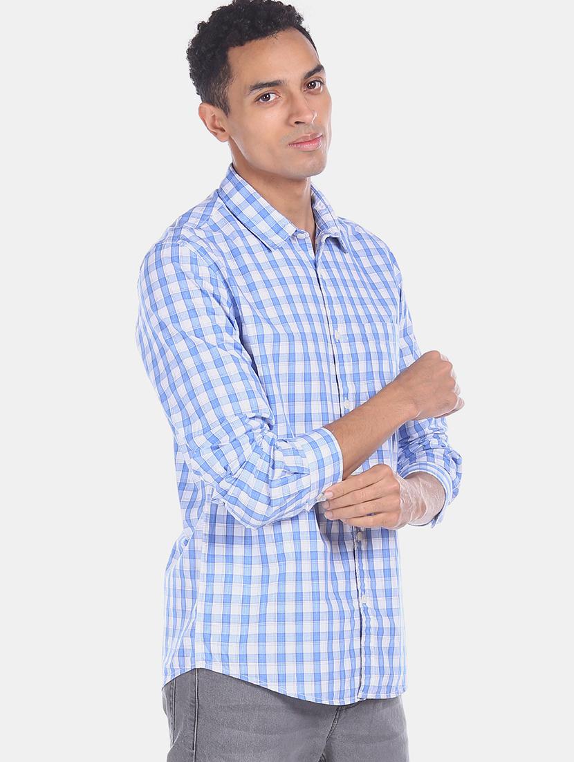 blue checkered casual shirt - 17576334 - Zoom Image - 2