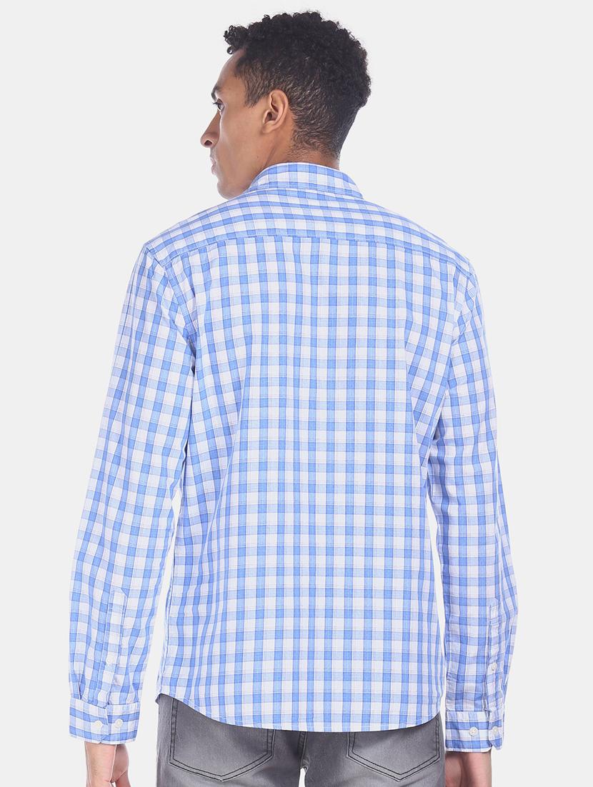 blue checkered casual shirt - 17576334 - Zoom Image - 4
