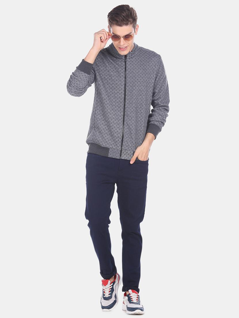 grey self design sweatshirt - 17576336 - Zoom Image - 4