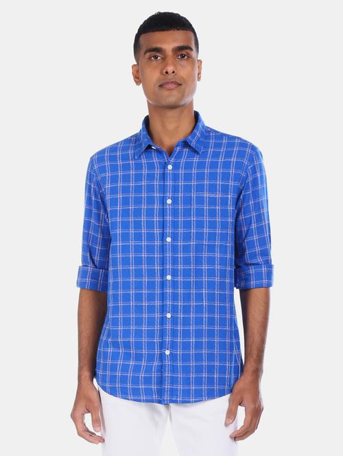 blue chckered casual shirt - 17576563 - Standard Image - 1