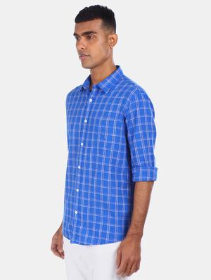 blue chckered casual shirt - 17576563 - Standard Image - 2