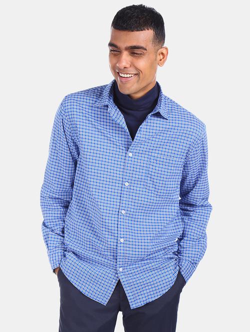 light blue checkered casual shirt - 17576585 - Standard Image - 1