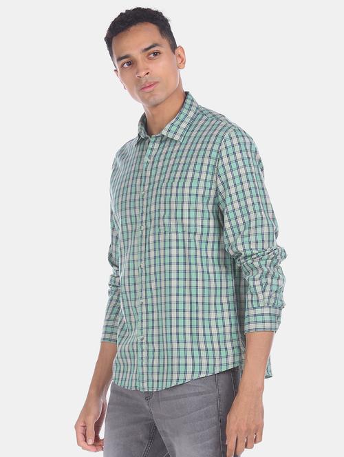 green checkered casual shirt - 17576600 - Standard Image - 1