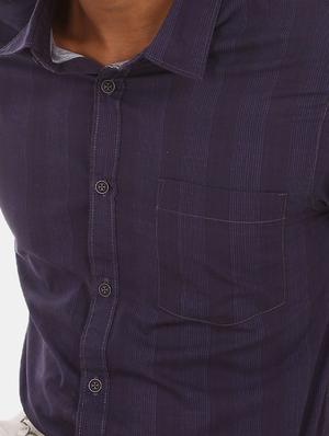 purple striped casual shirt - 17576634 - Standard Image - 4