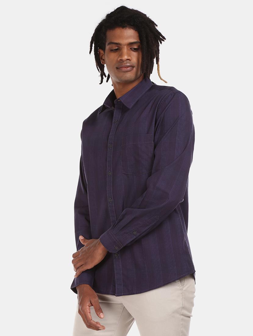 purple striped casual shirt - 17576634 - Zoom Image - 1