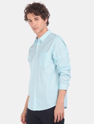 light blue printed casual shirt - 17576650 - Standard Image - 2