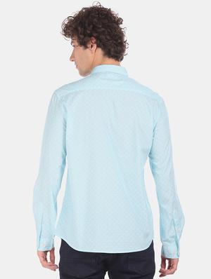 light blue printed casual shirt - 17576650 - Standard Image - 3