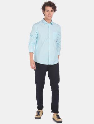light blue printed casual shirt - 17576650 - Standard Image - 4