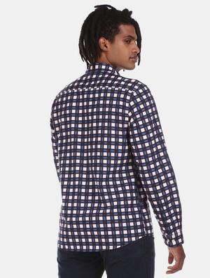 navy blue checkered casual shirt - 17576653 - Standard Image - 2
