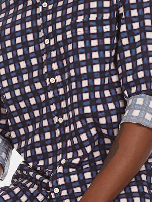 navy blue checkered casual shirt - 17576653 - Standard Image - 4