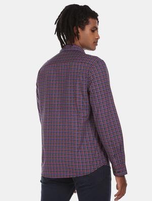 navy blue checkered casual shirt - 17576659 - Standard Image - 2