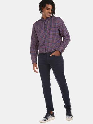 navy blue checkered casual shirt - 17576659 - Standard Image - 3