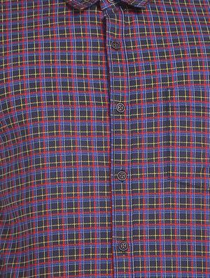 navy blue checkered casual shirt - 17576659 - Standard Image - 4