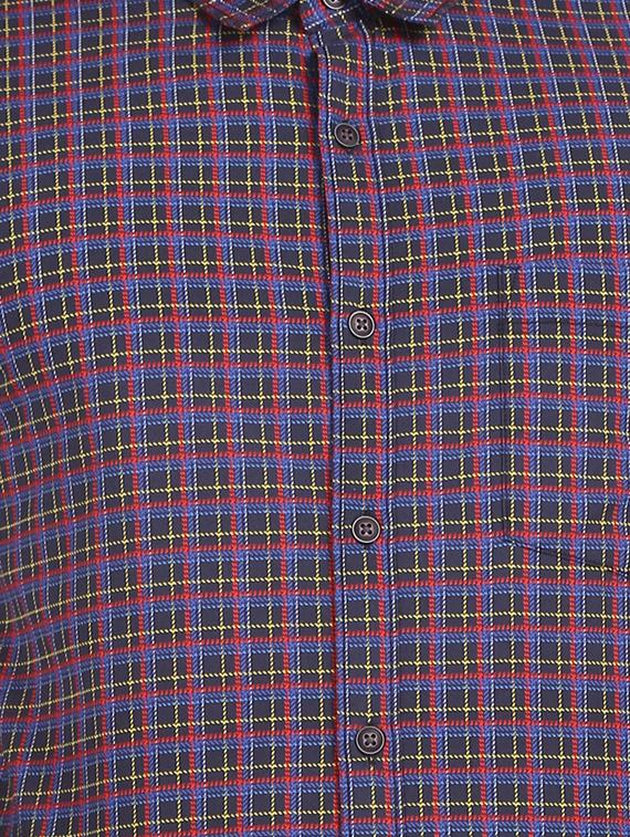 navy blue checkered casual shirt - 17576659 - Zoom Image - 4