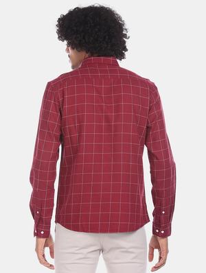maroon checkered casual shirt - 17576671 - Standard Image - 2