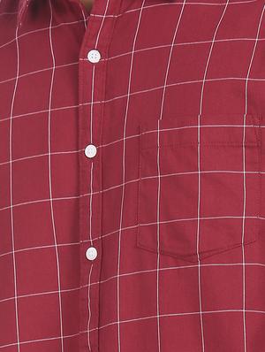 maroon checkered casual shirt - 17576671 - Standard Image - 4