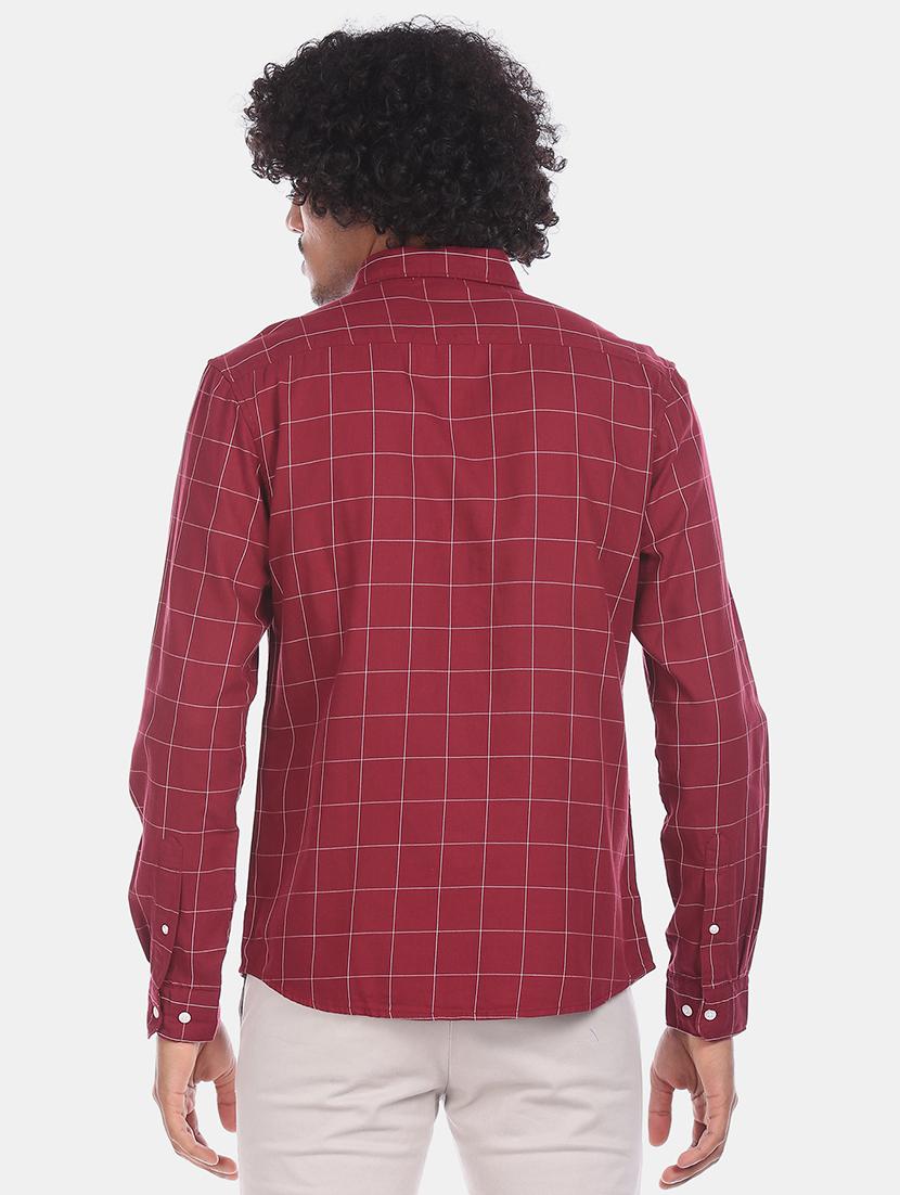 maroon checkered casual shirt - 17576671 - Zoom Image - 2
