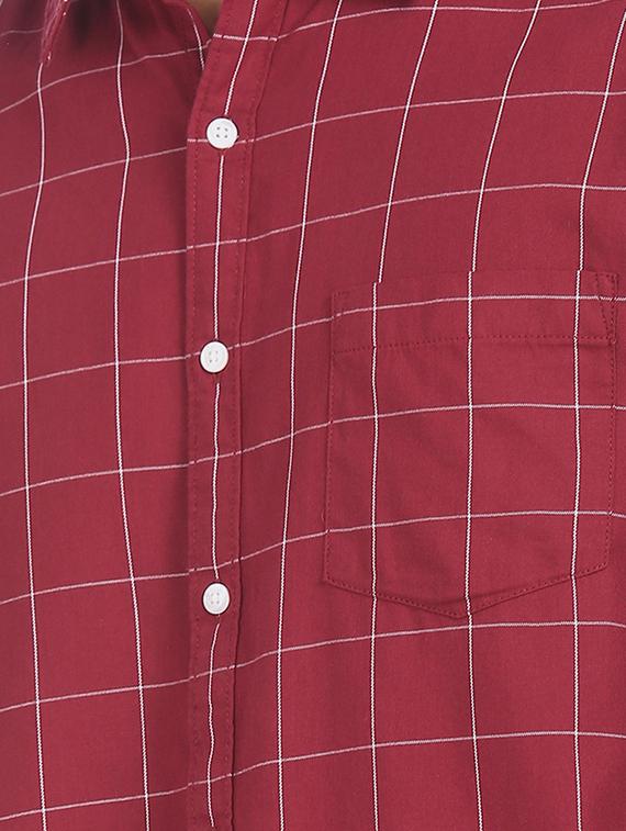 maroon checkered casual shirt - 17576671 - Zoom Image - 4