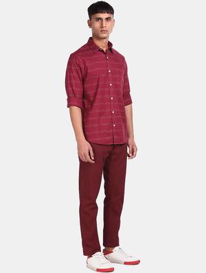 maroon striped casual shirt - 17576691 - Standard Image - 3