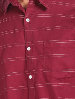 maroon striped casual shirt - 17576691 - Standard Image - 4