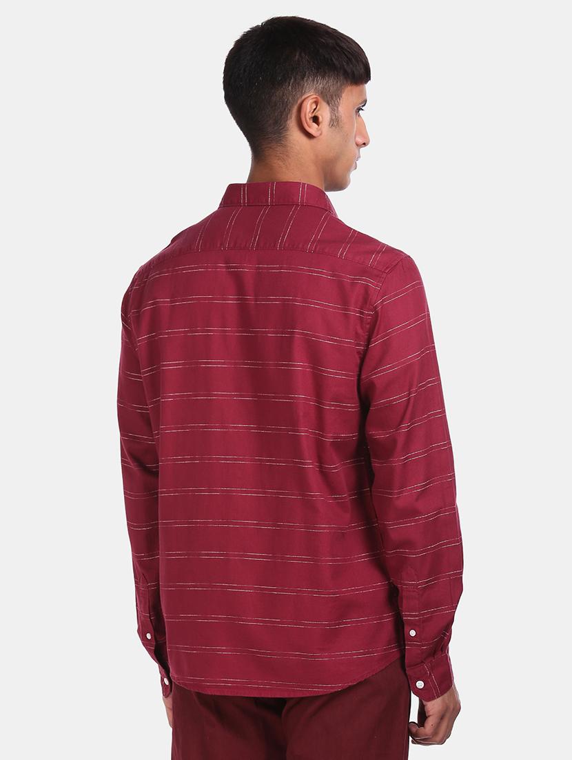 maroon striped casual shirt - 17576691 - Zoom Image - 2