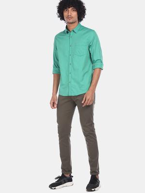 green solid casual shirt - 17576712 - Standard Image - 3