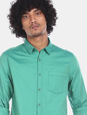 green solid casual shirt - 17576712 - Standard Image - 4