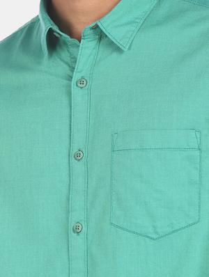 green solid casual shirt - 17576712 - Standard Image - 5