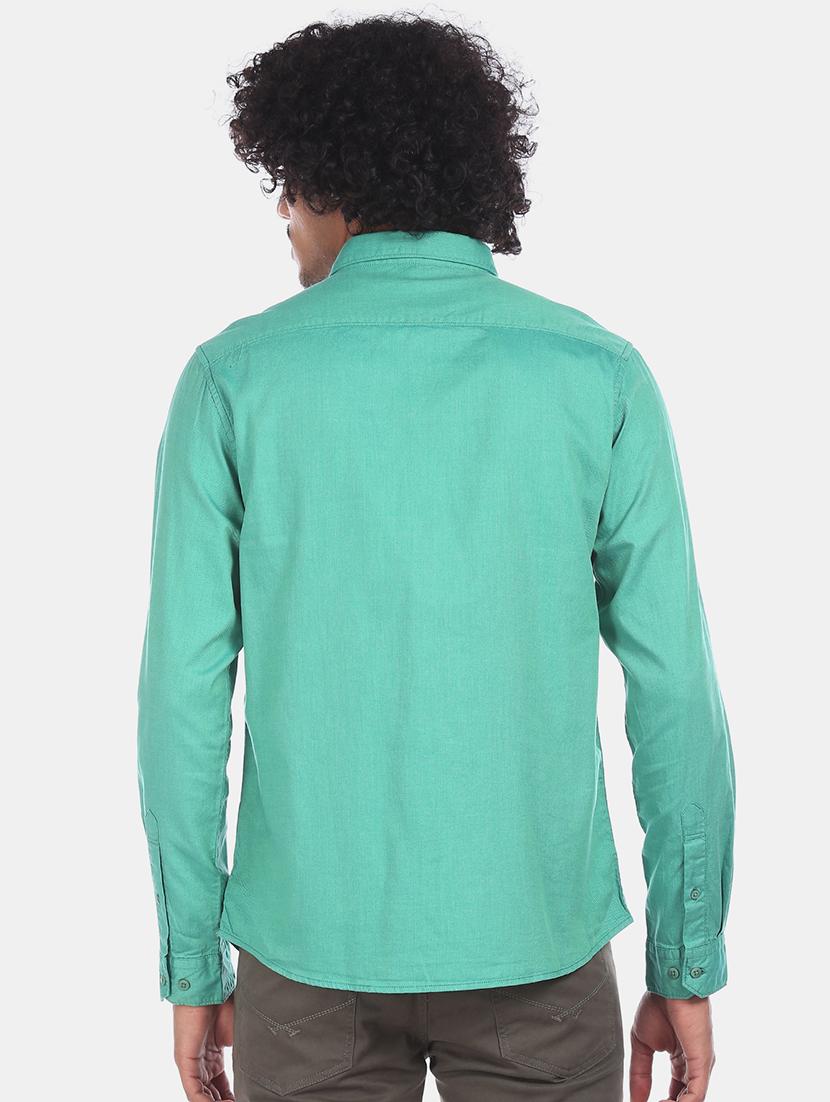 green solid casual shirt - 17576712 - Zoom Image - 2