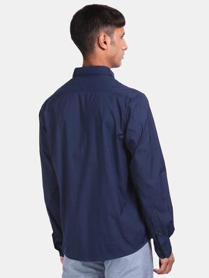 navy blue solid casual shirt - 17576719 - Standard Image - 2