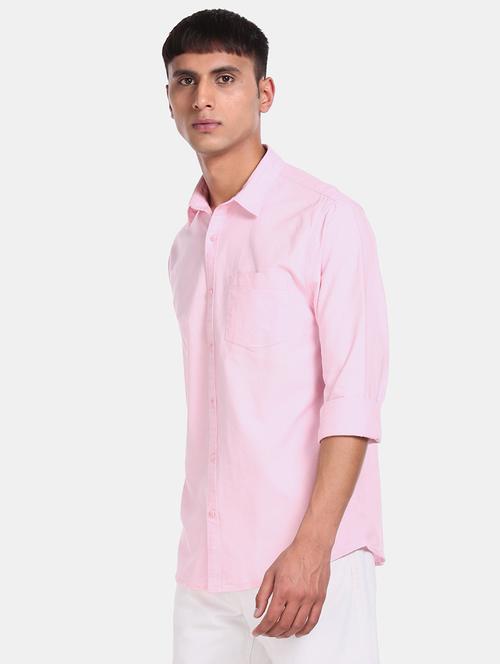 pink solid casual shirt - 17576730 - Standard Image - 1