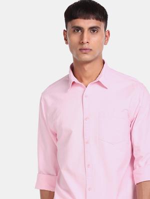 pink solid casual shirt - 17576730 - Standard Image - 2