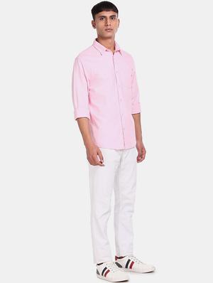 pink solid casual shirt - 17576730 - Standard Image - 4