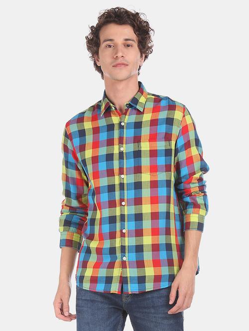 blue checkered casual shirt - 17576755 - Standard Image - 1