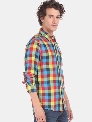 blue checkered casual shirt - 17576755 - Standard Image - 2