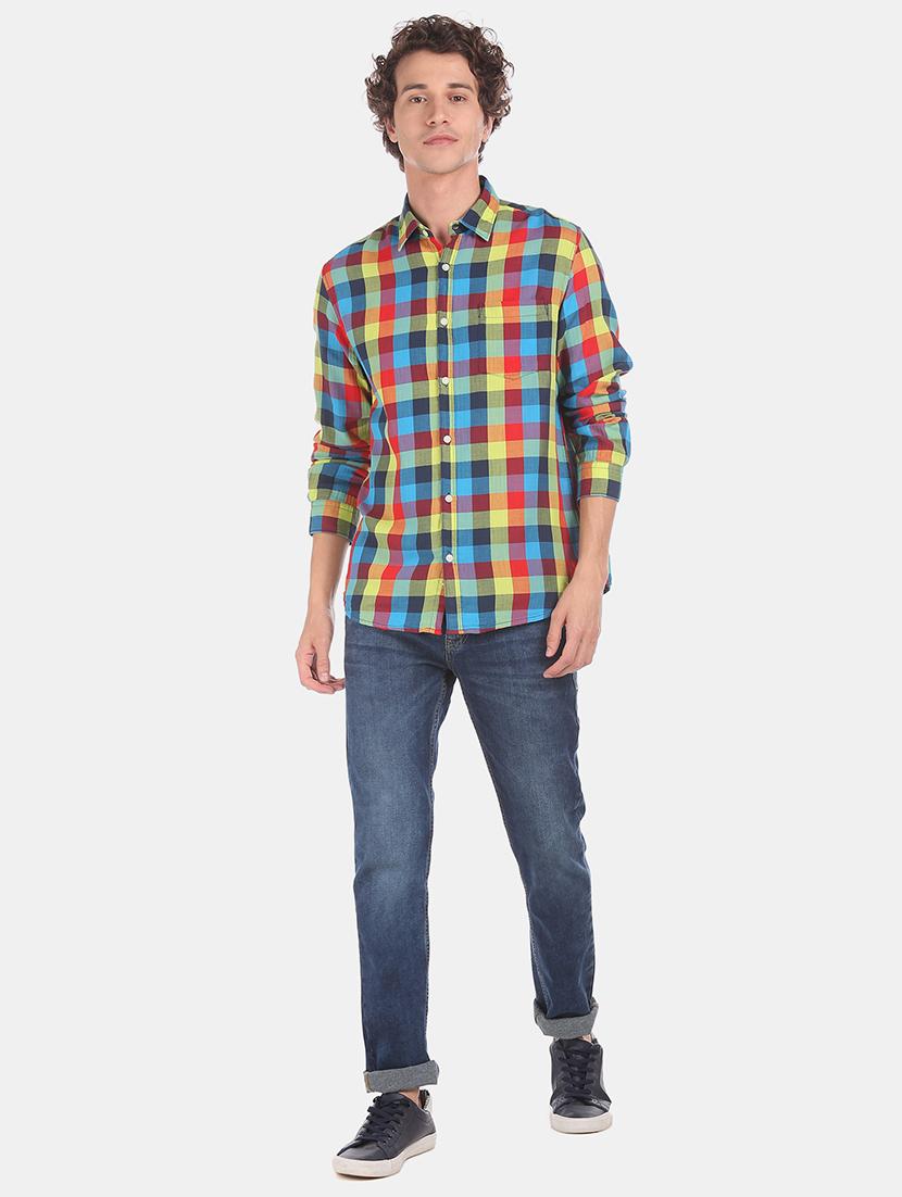 blue checkered casual shirt - 17576755 - Zoom Image - 4