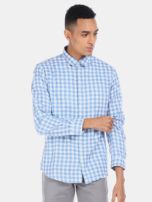 light blue checkered casual shirt - 17576826 - Standard Image - 1