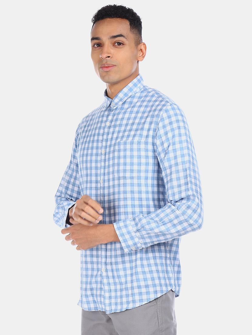 light blue checkered casual shirt - 17576826 - Zoom Image - 2
