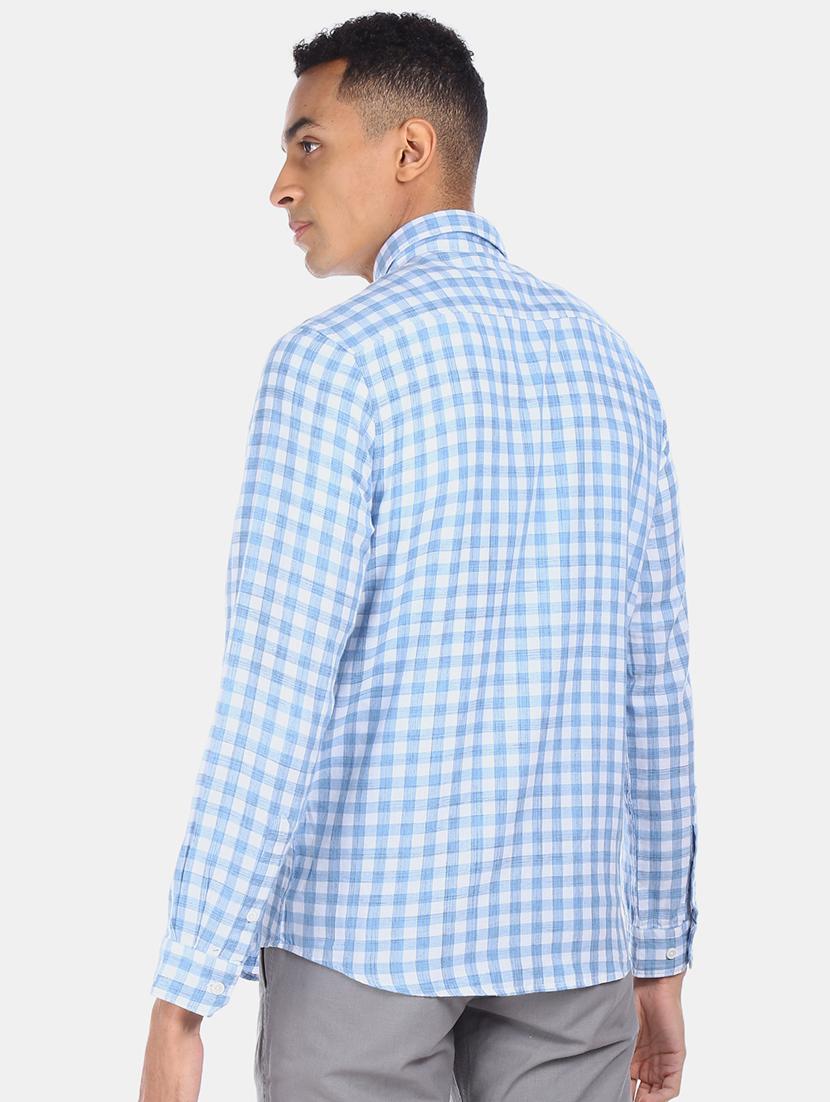 light blue checkered casual shirt - 17576826 - Zoom Image - 3
