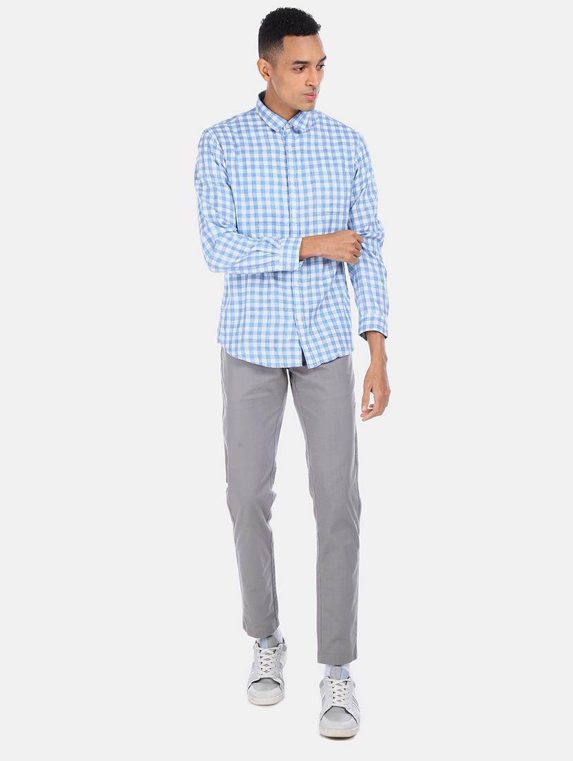 light blue checkered casual shirt - 17576826 - Zoom Image - 4