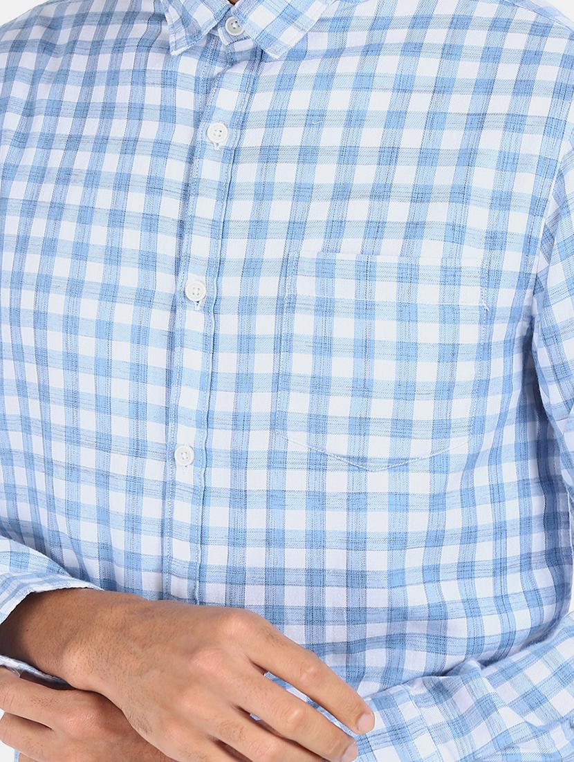 light blue checkered casual shirt - 17576826 - Zoom Image - 5