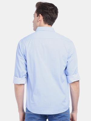light blue printed casual shirt - 17576833 - Standard Image - 3