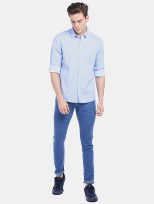 light blue printed casual shirt - 17576833 - Standard Image - 4