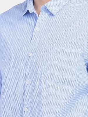 light blue printed casual shirt - 17576833 - Standard Image - 5