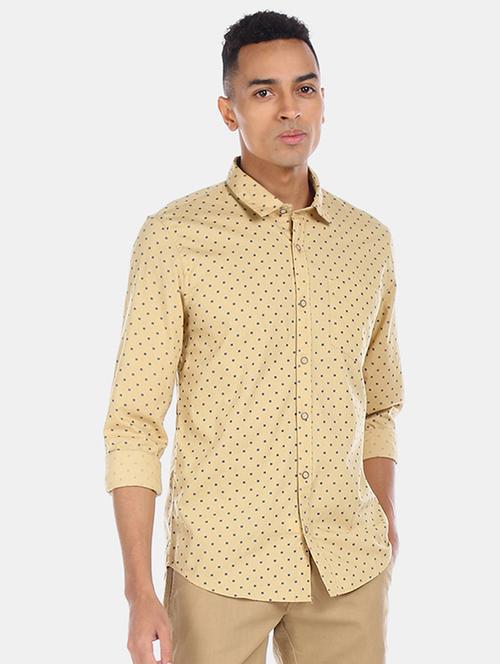 beige printed casual shirt - 17576836 - Very Small Image - 1