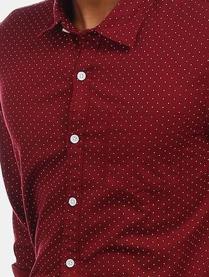 maroon polka dot casual shirt - 17576844 - Standard Image - 4
