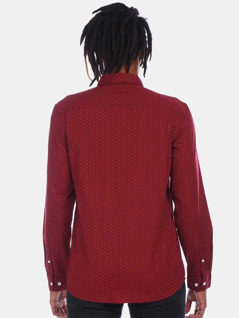 maroon polka dot casual shirt - 17576844 - Zoom Image - 2