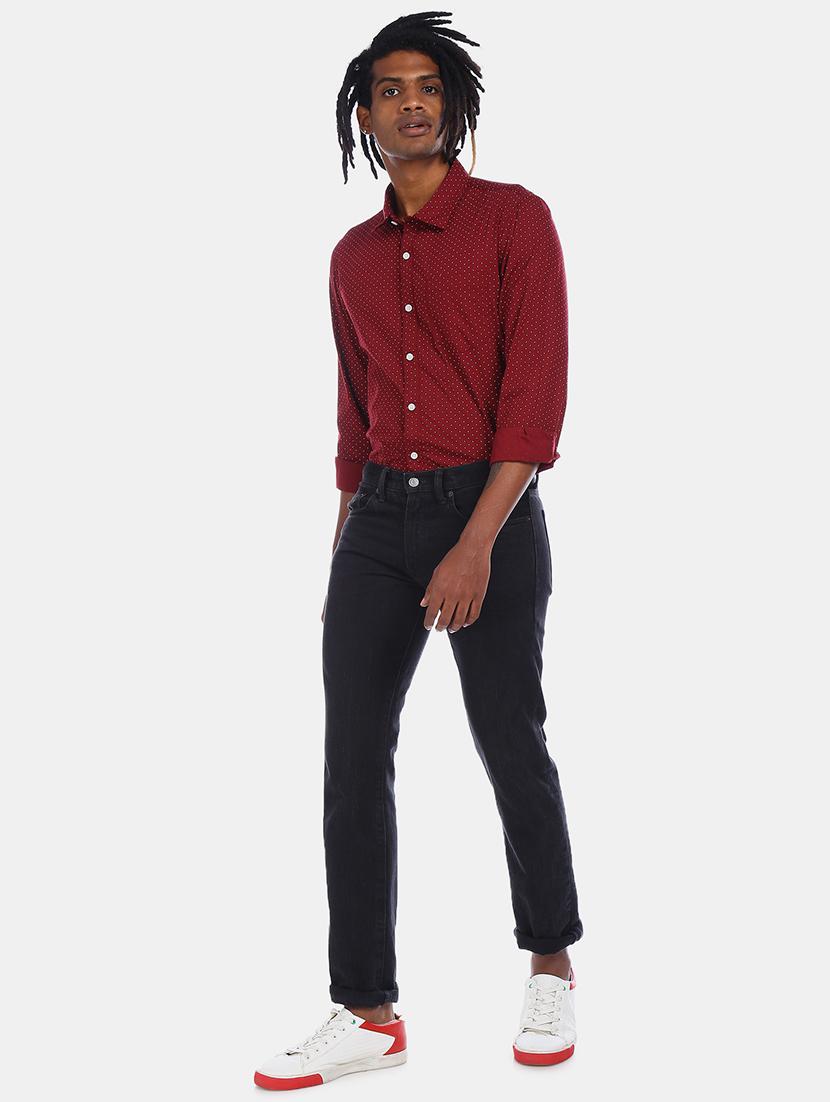 maroon polka dot casual shirt - 17576844 - Zoom Image - 3